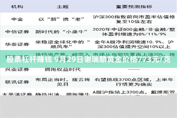 股票杠杆赚钱 9月29日谢瑞麟黄金价格773元/克